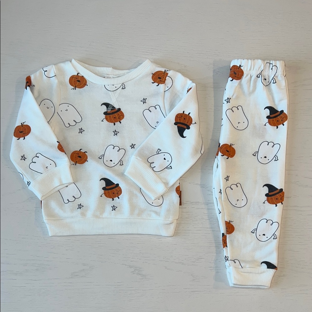 🎃 Lila & Jack Boy Girl Pumpkin Ghost Sweat Set 3T 4T